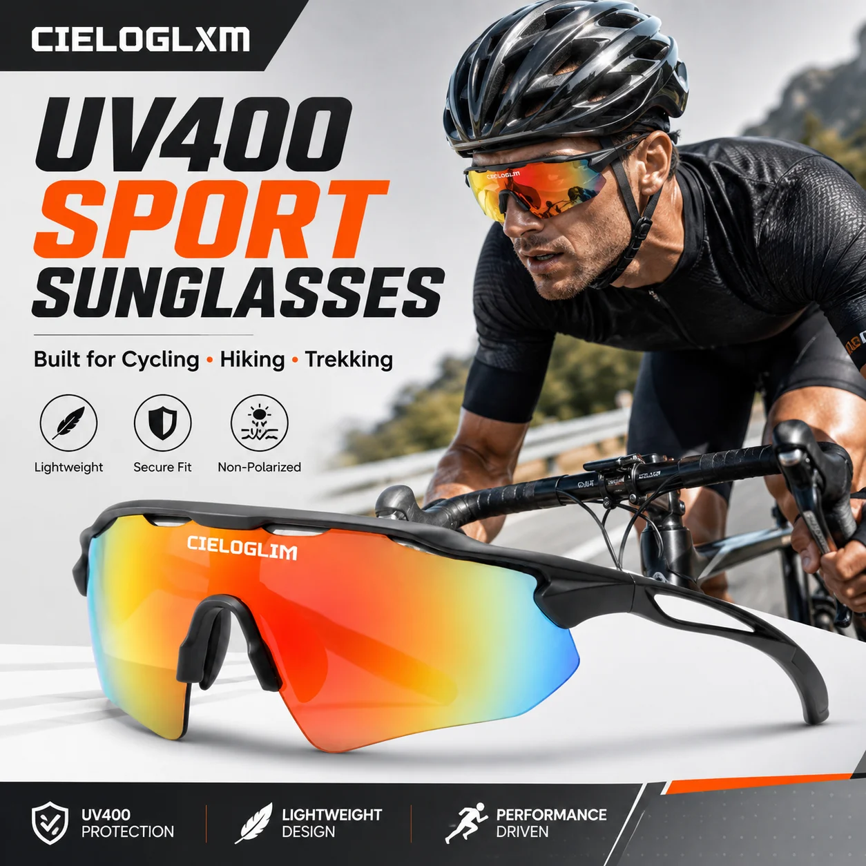 CIELOGLIM UV400 Cycling Sunglasses Outdoor Sports Bike Glasses for MTB Road Hiking Climbing Trekking Eyewear
CIELOGLIM UV400 Cycling Sunglasses Outdoor Sports Bike Glasses for MTB Road Hiking Climbing Trekking Eyewear