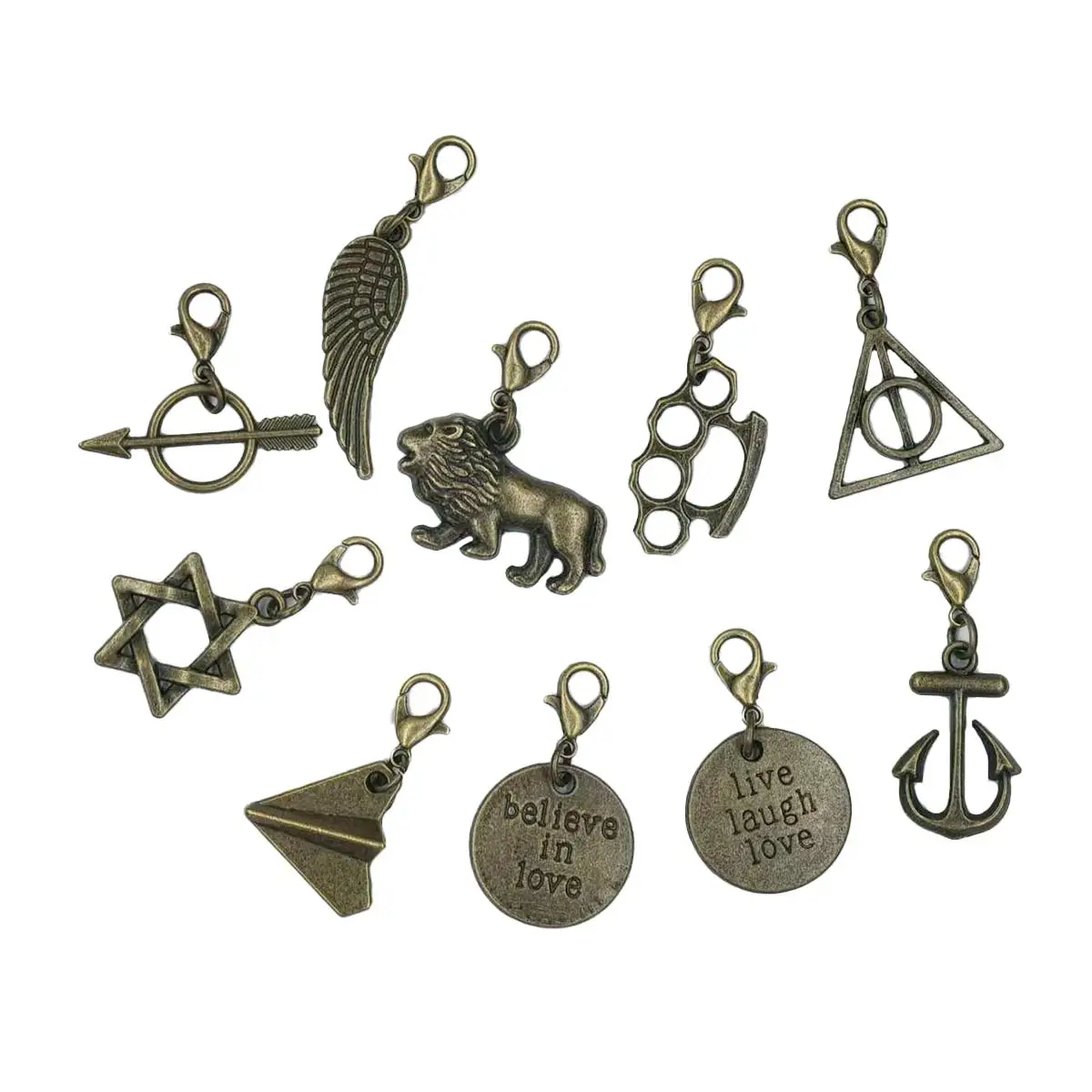 6PCS Bronze Tone Multiple Shapes Charm Pendants Dangle with Lobster DIY Jewelry Handicrafts Accessories Handmade Material Pack
6PCS Bronze Tone Multiple Shapes Charm Pendants Dangle with Lobster DIY Jewelry Handicrafts Accessories Handmade Material Pack