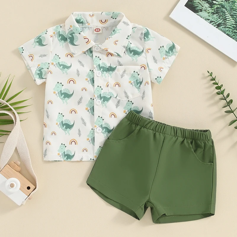 Baby Boys Clothes Sets Short Sleeve Dinosaur/Car Print Button Shirt with Elastic Waist Shorts Toddler Summer Outfits Clothing
Baby Boys Clothes Sets Short Sleeve Dinosaur/Car Print Button Shirt with Elastic Waist Shorts Toddler Summer Outfits Clothing