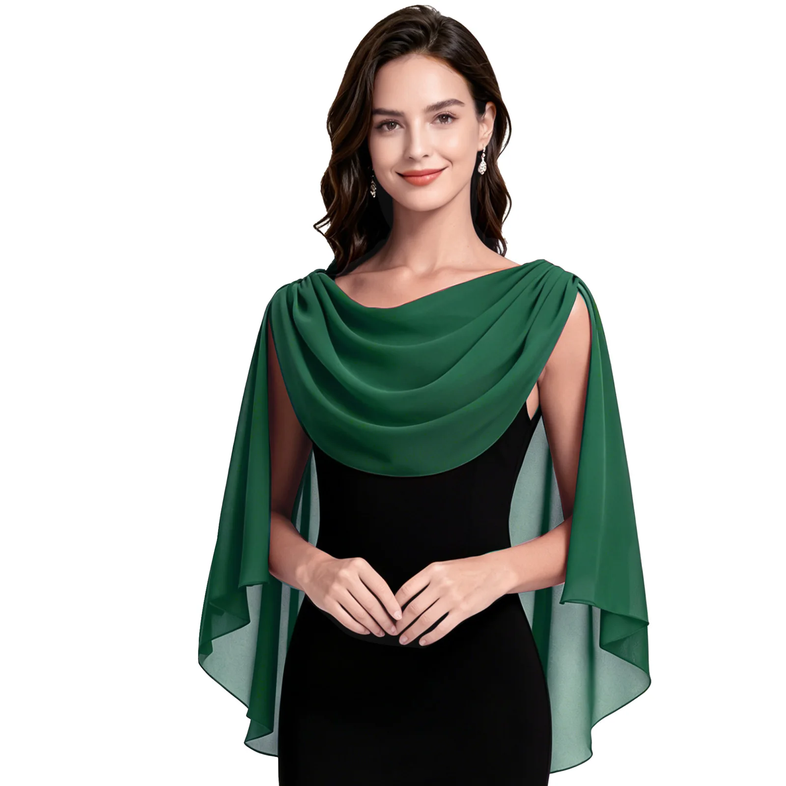 Womens Elegant Sheer Chiffon Shawls Cowl Neck Sleeveless Flowy Capes Shrugs Wraps for Evening Dress Bridesmaid Wedding Cover Up
Womens Elegant Sheer Chiffon Shawls Cowl Neck Sleeveless Flowy Capes Shrugs Wraps for Evening Dress Bridesmaid Wedding Cover Up