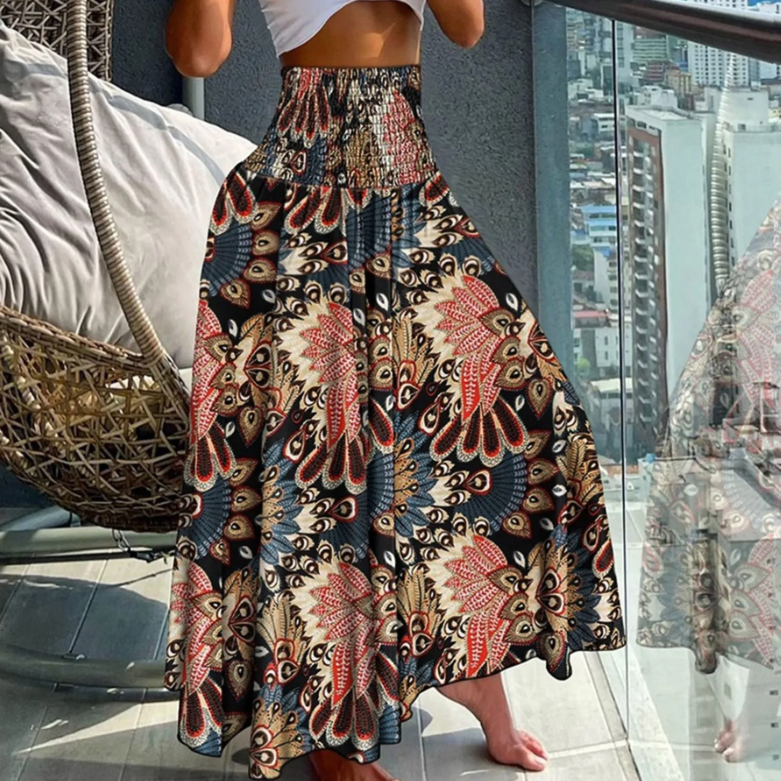 Ethnic Style Bohemian Skirt Women High Waist Large Swing Summer Floral Print Long Skirt Fashion Women Loose Boho Skirts
Ethnic Style Bohemian Skirt Women High Waist Large Swing Summer Floral Print Long Skirt Fashion Women Loose Boho Skirts