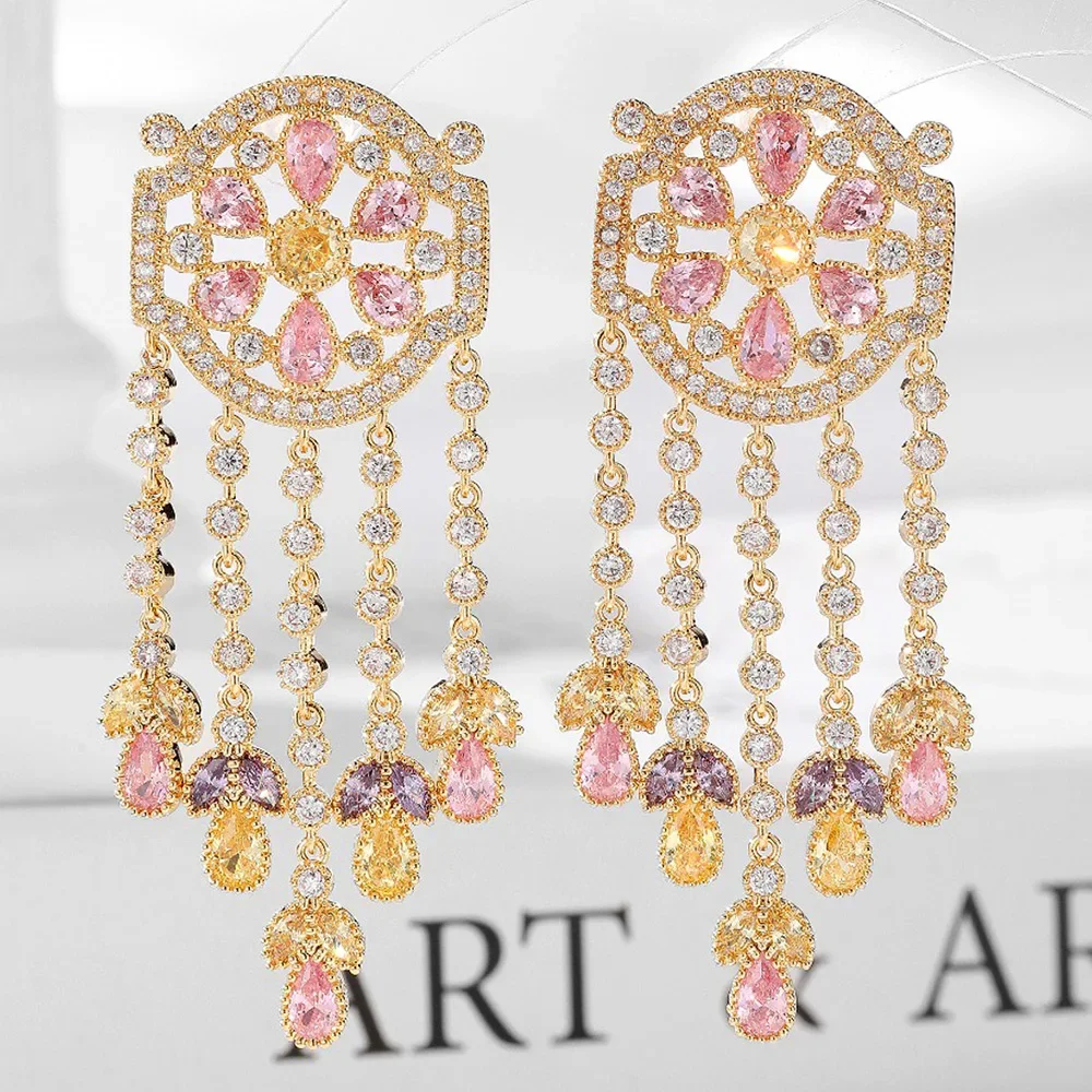 missvikki New Trendy Tassel Earring for Women Full Micro Cubic Zircon Famous Luxury Charm Dubai Wedding Indian Bohemia Earrings
missvikki New Trendy Tassel Earring for Women Full Micro Cubic Zircon Famous Luxury Charm Dubai Wedding Indian Bohemia Earrings