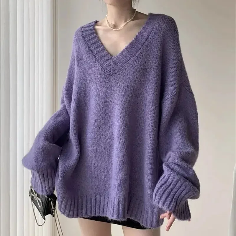 New Casual Loose Knitted Pullover Sweater Women V-Neck Lantern Sleeve Cashmere Solid Color Fashion Knitwear Autumn Winter Tops
New Casual Loose Knitted Pullover Sweater Women V-Neck Lantern Sleeve Cashmere Solid Color Fashion Knitwear Autumn Winter Tops