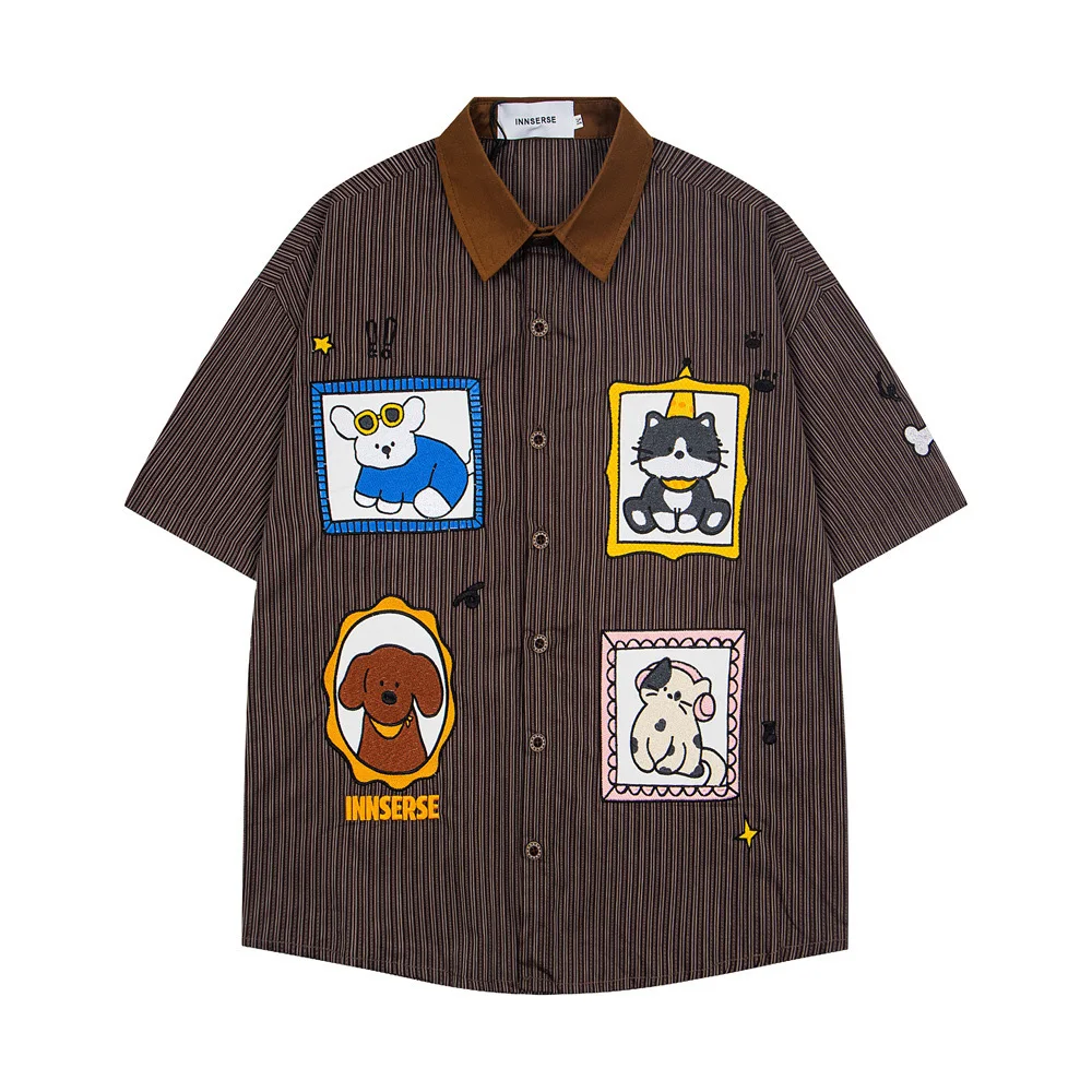 Men's Summer Cartoon-Print Striped Short-Sleeve Shirt — Casual Loose Fit, Harajuku Street Style 2026 New
Men's Summer Cartoon-Print Striped Short-Sleeve Shirt — Casual Loose Fit, Harajuku Street Style 2026 New
