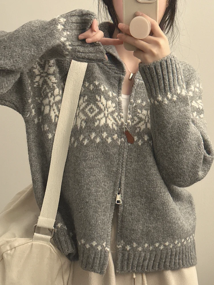 Ladies' Knitted Sweater Coat with Double Zipper Long Sve Floral Embroidery Vintage Sle Spring Autumn Lazy Sle Thiene...
Ladies' Knitted Sweater Coat with Double Zipper Long Sve Floral Embroidery Vintage Sle Spring Autumn Lazy Sle Thiene...