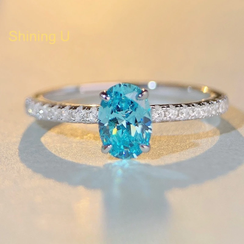 Shining U S925 Silver High Carbon Diamond Aquamarine Oval Ring for Women Fine Jewelry Anniversary
Shining U S925 Silver High Carbon Diamond Aquamarine Oval Ring for Women Fine Jewelry Anniversary