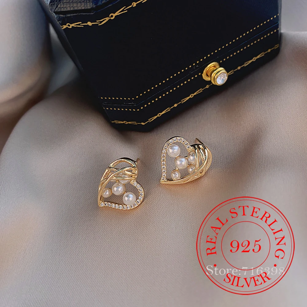 925 Sterling Silver Jewelry Crystal Hollow Weave Pearl Heart Stud Earrings for Women Wedding Party Jewelry for Girls Friend Gift
925 Sterling Silver Jewelry Crystal Hollow Weave Pearl Heart Stud Earrings for Women Wedding Party Jewelry for Girls Friend Gift