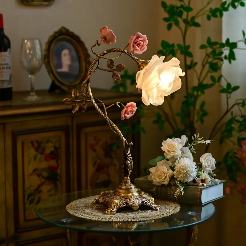 French Retro Pastoral Art Style Led Table Lamps Living Room Bedroom Bedside Restaurant Cafe Garden Rose Flower Glass Desk Lights
French Retro Pastoral Art Style Led Table Lamps Living Room Bedroom Bedside Restaurant Cafe Garden Rose Flower Glass Desk Lights