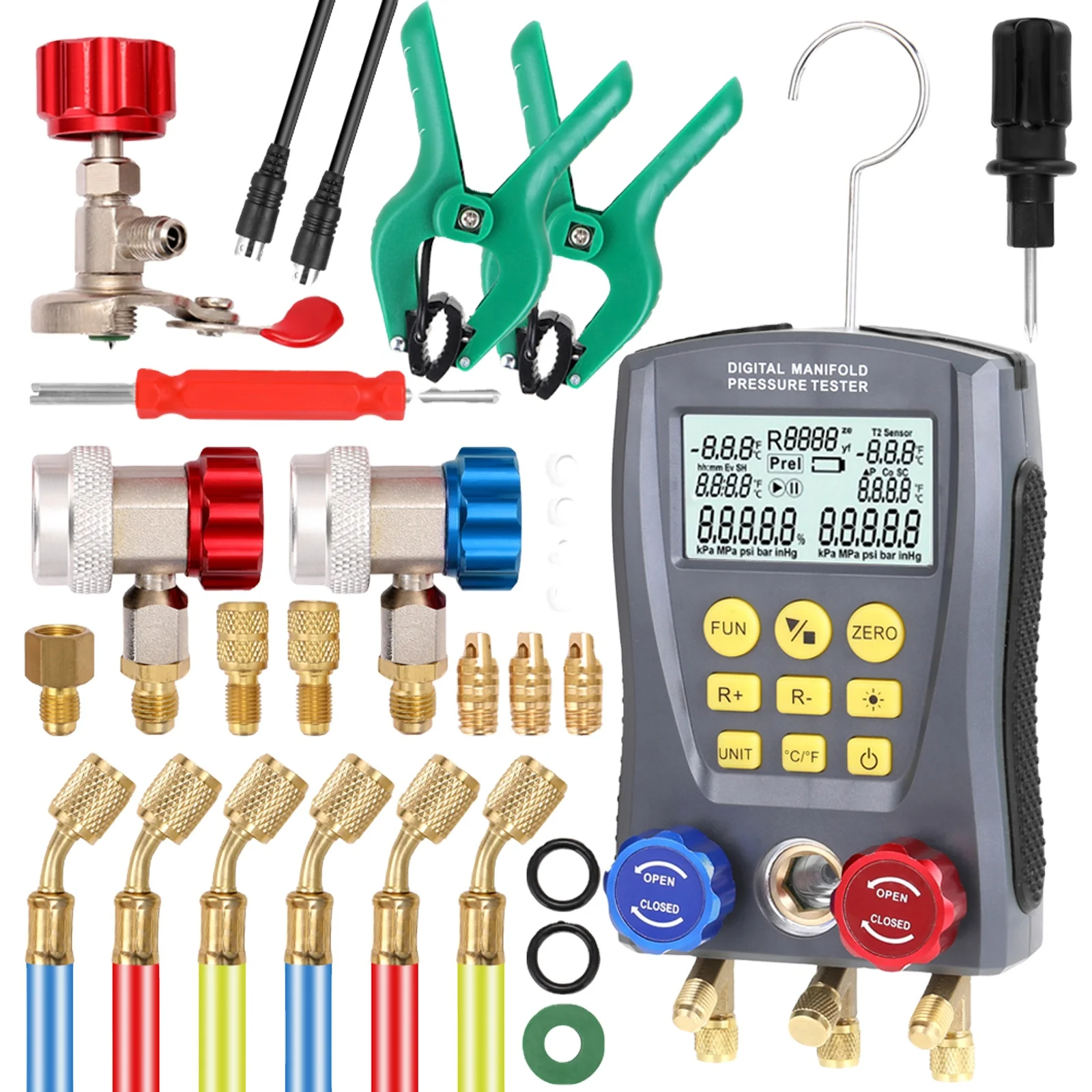 Refrigeration Pressure Gauge Digital Manifold Pressure Gauge Vacuum Pressure Temperature Meter Test Air-Conditioning
Refrigeration Pressure Gauge Digital Manifold Pressure Gauge Vacuum Pressure Temperature Meter Test Air-Conditioning