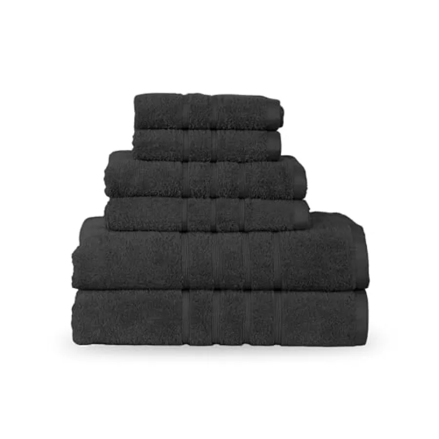 6-Piece Towel Set for Bathroom 100 Cotton Black Ultimate Performance, Low-Linting, Supersoft Absorbent, Easy Care
6-Piece Towel Set for Bathroom 100 Cotton Black Ultimate Performance, Low-Linting, Supersoft Absorbent, Easy Care