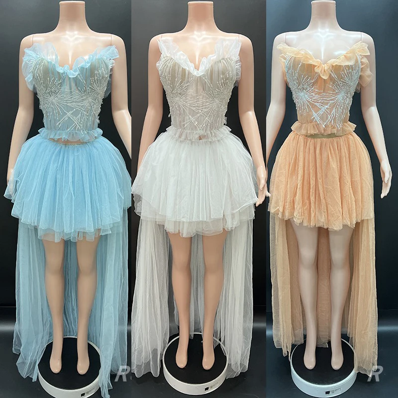 Blue Birthday Party Dress Women Stage Long Dress White Lace Mesh Tutu Drag Queen Gogo Outfit Festival Rave Clothing New VDL2554
Blue Birthday Party Dress Women Stage Long Dress White Lace Mesh Tutu Drag Queen Gogo Outfit Festival Rave Clothing New VDL2554