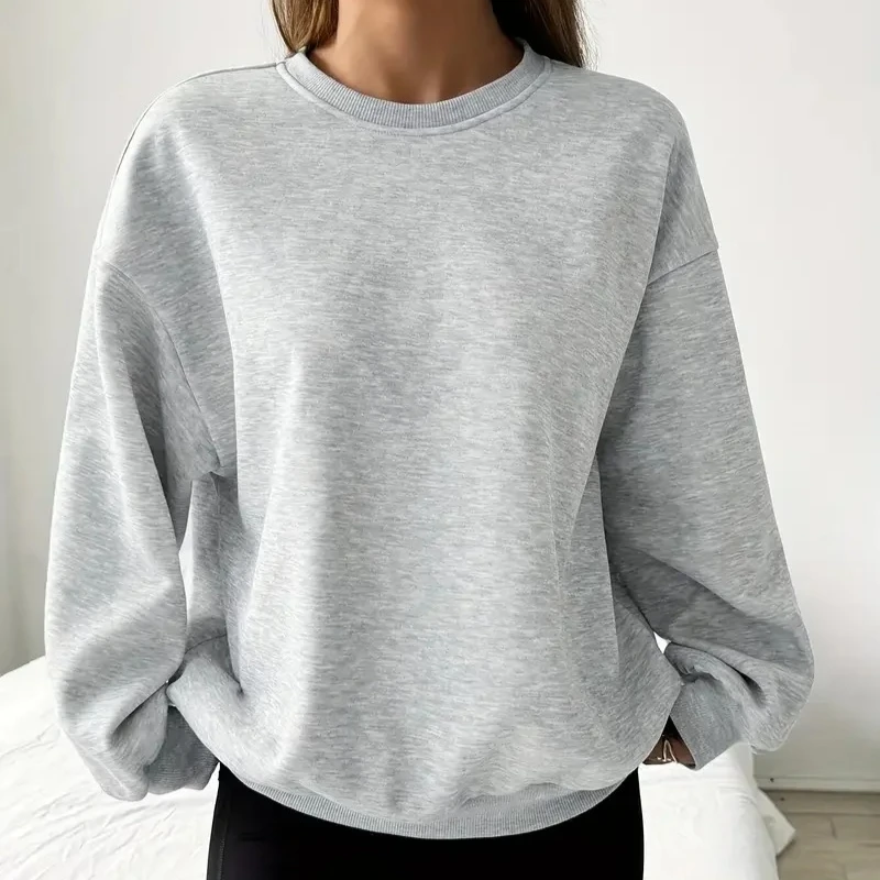 Свитшот однотонного цвета больших размеров, повседневный пуловер с длинным рукавом и круглым вырезом, женская одежда больших размеров
Свитшот однотонного цвета больших размеров, повседневный пуловер с длинным рукавом и круглым вырезом, женская одежда больших размеров