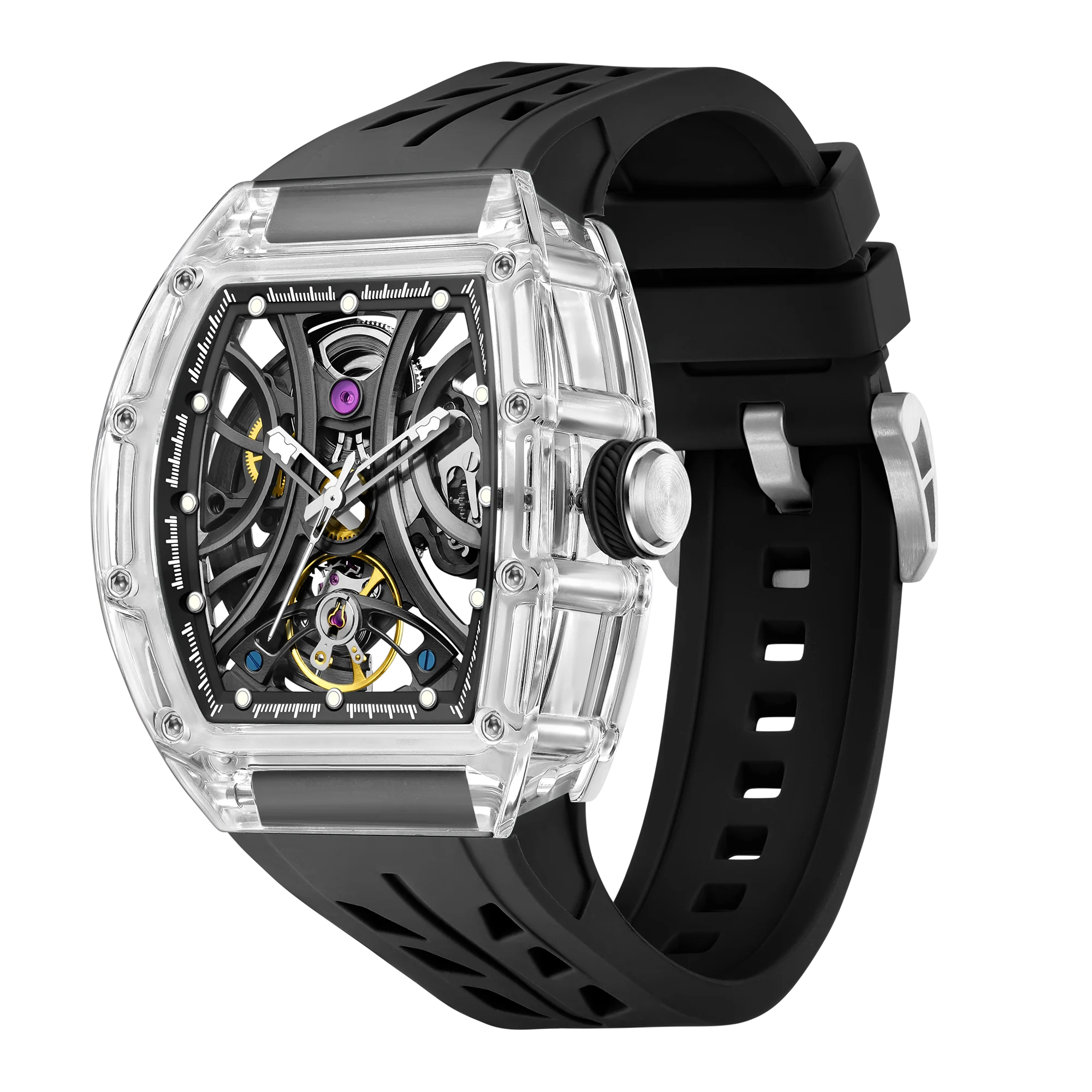 919511 Crystal TR Glass Transparent Case Mechanical Tonneau Out Door Watches Automatic Hollow Watch GormanWatch Wristwatches
919511 Crystal TR Glass Transparent Case Mechanical Tonneau Out Door Watches Automatic Hollow Watch GormanWatch Wristwatches