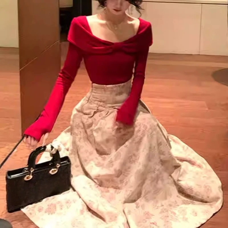 New Retro French Elegant Sweet 2 Piece Sets Women Knitted Design Butterfly Bow Tops + Floral Skirts Japanese Chic Lovely Outfits
New Retro French Elegant Sweet 2 Piece Sets Women Knitted Design Butterfly Bow Tops + Floral Skirts Japanese Chic Lovely Outfits