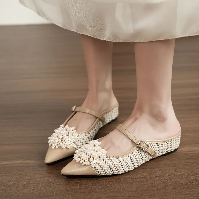 New Womens Shoes Exquisite Imitation Pearl Muller Slippers for Woman Elegant French Casual Shoes Designer Shoes Zapatos De Mujer
New Womens Shoes Exquisite Imitation Pearl Muller Slippers for Woman Elegant French Casual Shoes Designer Shoes Zapatos De Mujer