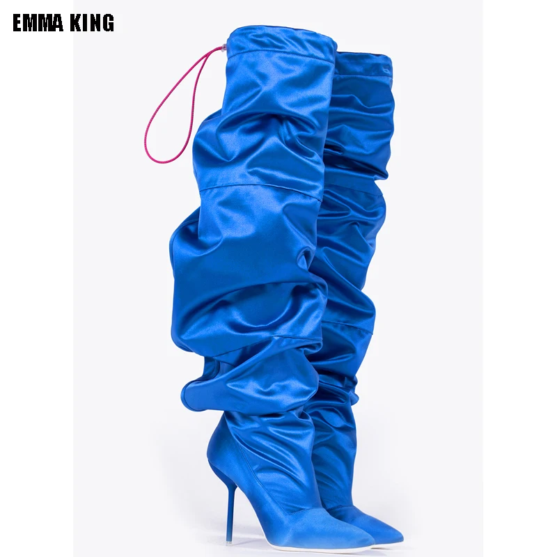 2023 Blue Sexy Pointed Toe Boots Over The Knee Stiletto Catwalk Stage Boots Fashion Pleate High Heel Long Boots Big Size 44
2023 Blue Sexy Pointed Toe Boots Over The Knee Stiletto Catwalk Stage Boots Fashion Pleate High Heel Long Boots Big Size 44
