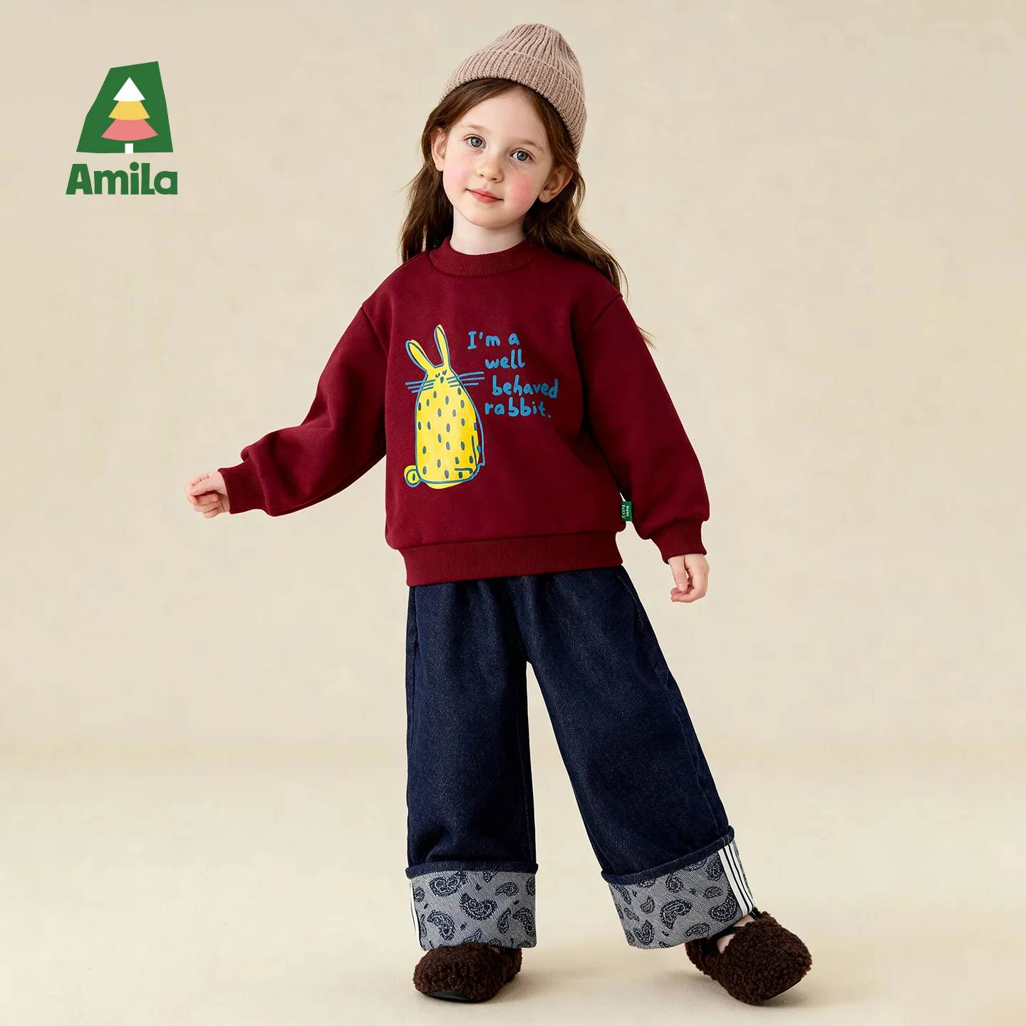 Amila Kids' Winter Blue Denim Wide Leg Pants With Patterned Cuffs For Warmth And Thickness, Fashionable For Outdoor Wear
Amila Kids' Winter Blue Denim Wide Leg Pants With Patterned Cuffs For Warmth And Thickness, Fashionable For Outdoor Wear