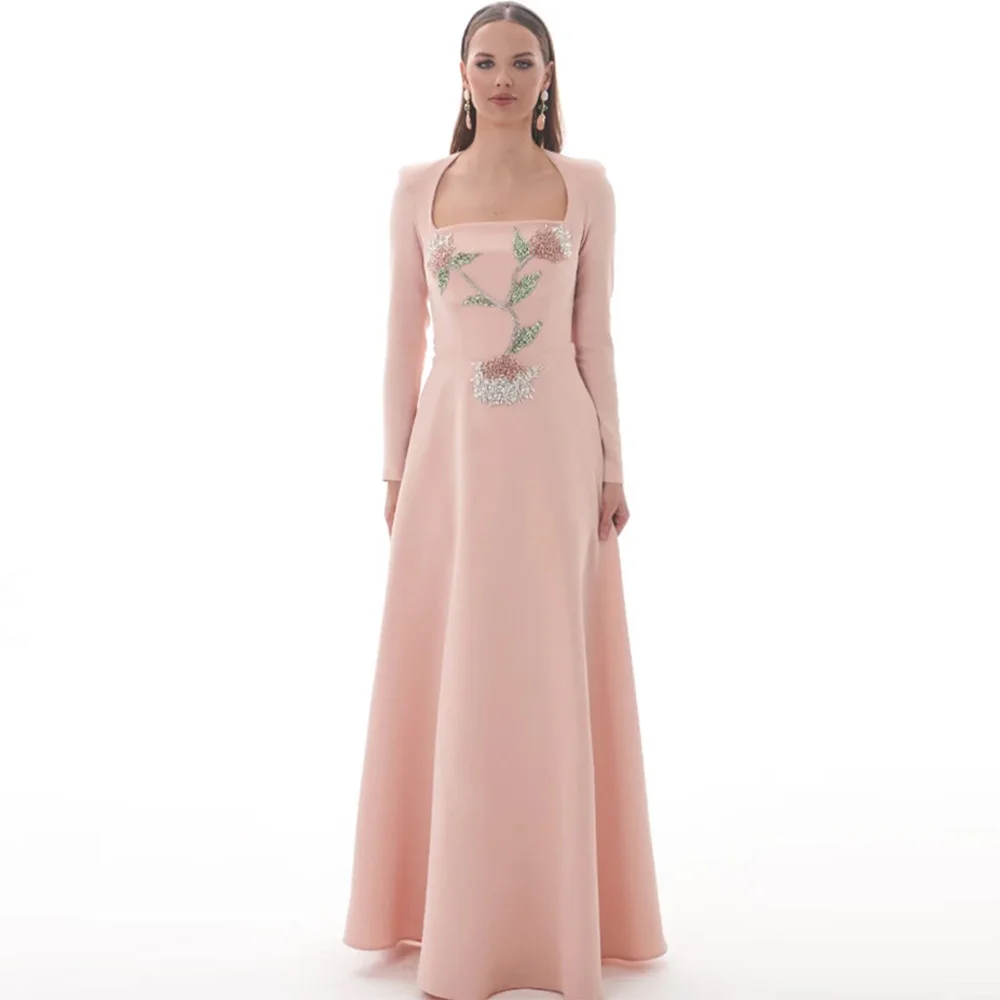 Pink Square Collar A-Line Evening Dress Customized Temperament Long Sleeves Celebrity Gowns Elegant Beading Homecoming Dress
Pink Square Collar A-Line Evening Dress Customized Temperament Long Sleeves Celebrity Gowns Elegant Beading Homecoming Dress