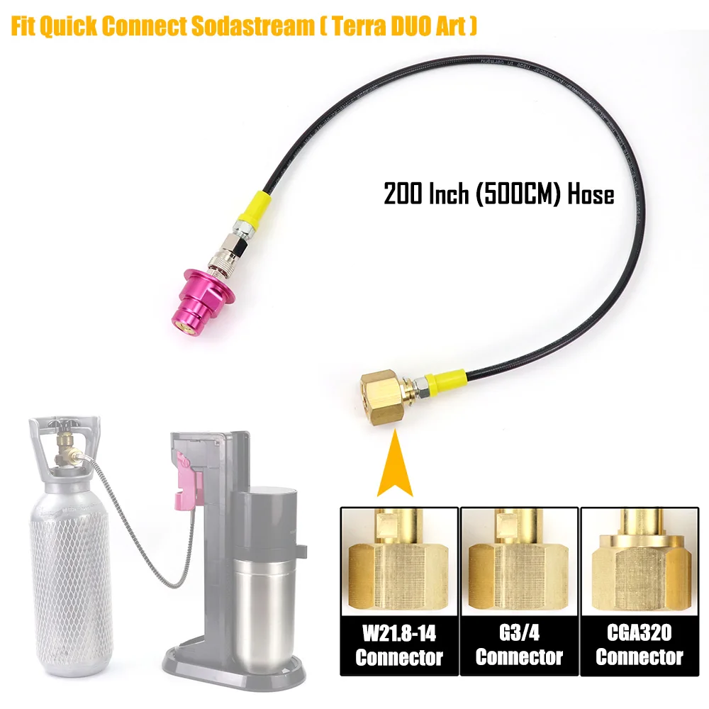 Quick Connect Soda Maker To External Co2 Bottle Adapter Hose Kit Fit Terra DUO Art With 200Inch-500CM Hose Line
Quick Connect Soda Maker To External Co2 Bottle Adapter Hose Kit Fit Terra DUO Art With 200Inch-500CM Hose Line