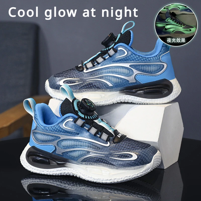Children's Sports Shoes with Rotating Buttons and Mesh Surface, Luminous Blue Basketball Shoes Boys' Casual Sports Running Shoes
Children's Sports Shoes with Rotating Buttons and Mesh Surface, Luminous Blue Basketball Shoes Boys' Casual Sports Running Shoes