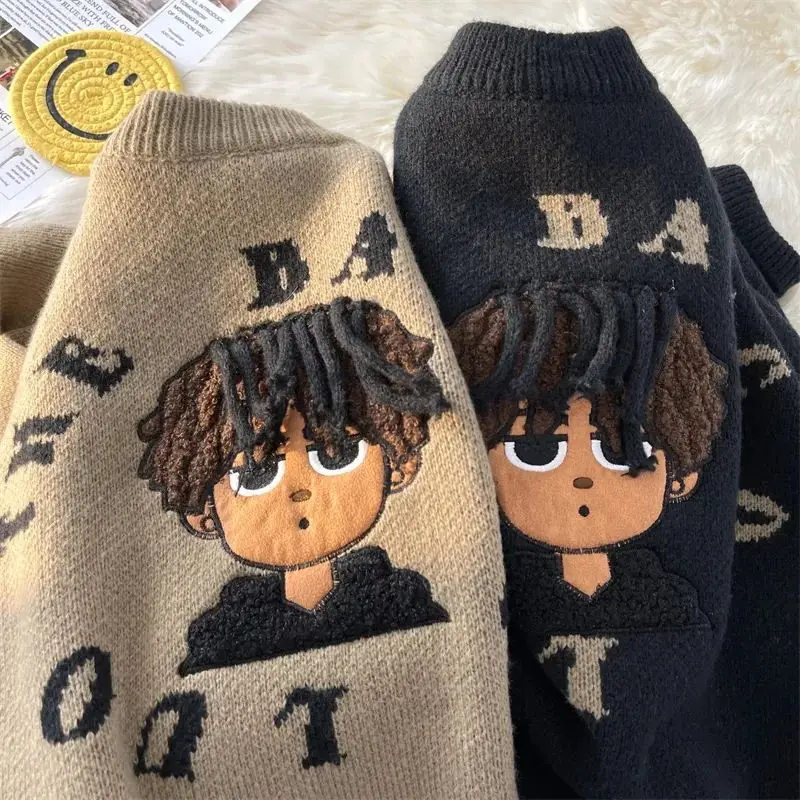 Retro Cartoon Pattern Autumn and Winter Thickened Sweater Men New Round Neck Long Sleeved Pullover Sweaters Coats Streetwear
Retro Cartoon Pattern Autumn and Winter Thickened Sweater Men New Round Neck Long Sleeved Pullover Sweaters Coats Streetwear