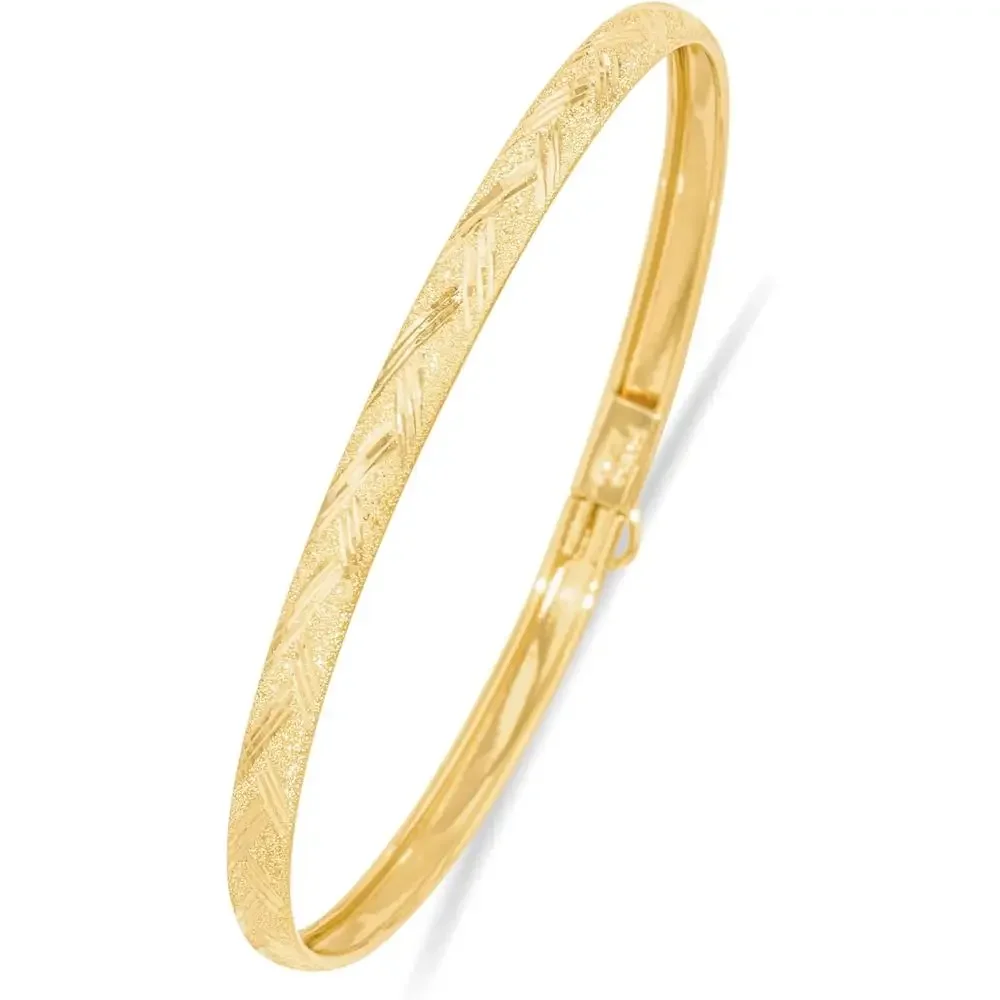 Floreo 10k Yellow Gold 4mm Chevron Satin Finish Textured Flex Bangle Bracelet
Floreo 10k Yellow Gold 4mm Chevron Satin Finish Textured Flex Bangle Bracelet