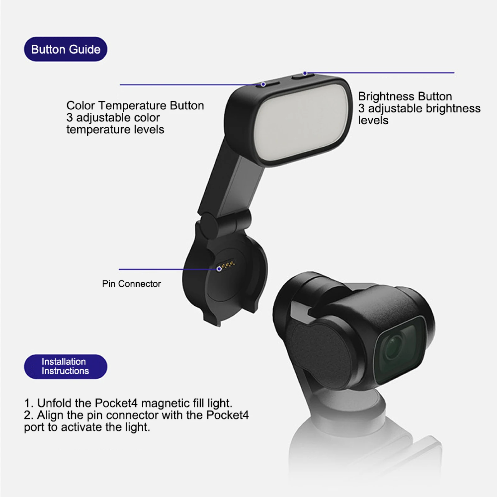 for DJI Pocket 4 Magnetic Fill Light 180 Adjustable 3 Colour Temp 3 Brightness Eye Friendly Portable Gimbal Light
for DJI Pocket 4 Magnetic Fill Light 180 Adjustable 3 Colour Temp 3 Brightness Eye Friendly Portable Gimbal Light