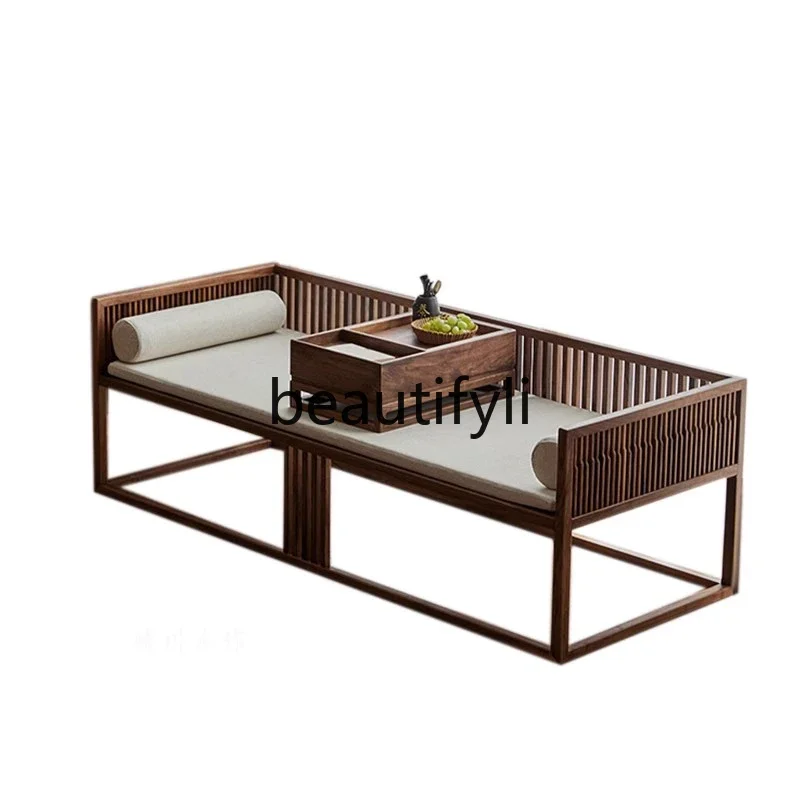 Black walnut Chinese Zen sofa combination Arhat couch living room solid wood bed modern simple black walnut bed07
Black walnut Chinese Zen sofa combination Arhat couch living room solid wood bed modern simple black walnut bed07