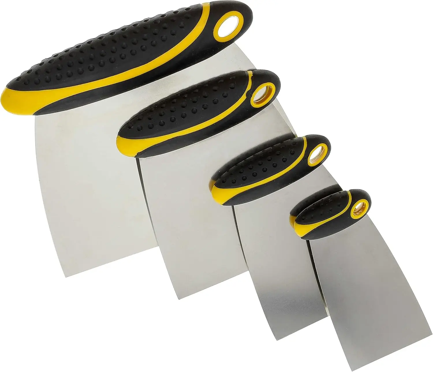 4-Piece Carbon Steel Body Filler Spreader Set with Ergonomic Handles, Sizes 2”, 3”, 4”, 6”
4-Piece Carbon Steel Body Filler Spreader Set with Ergonomic Handles, Sizes 2”, 3”, 4”, 6”