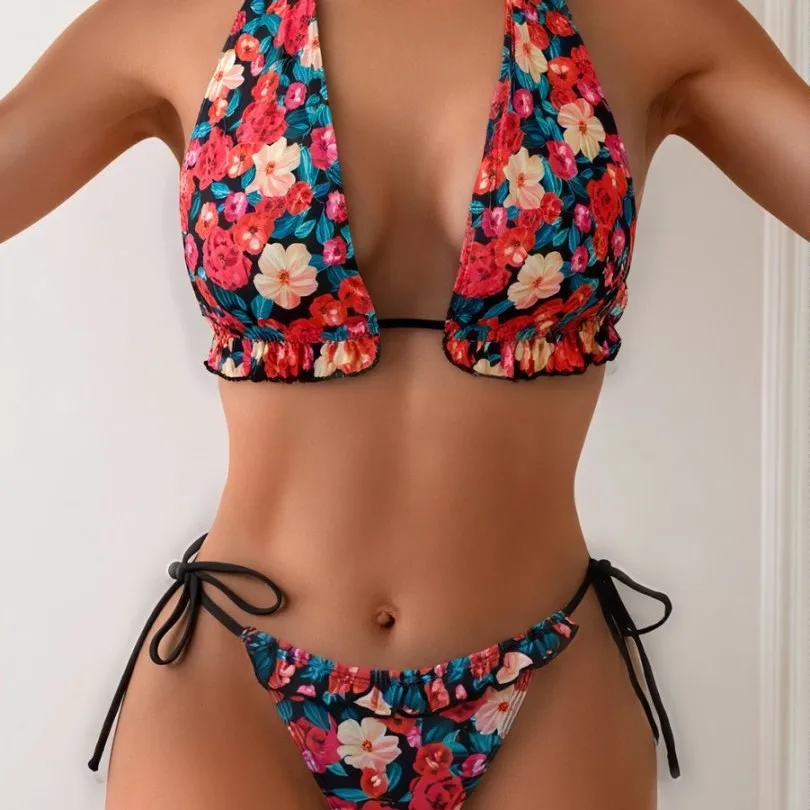 2025 Sexy Floral Printed Backless Bikini Set Women's Sexy Tie-Front Triangle Two-Piece Swimwear Hot Girl All Over Bikini Sets
2025 Sexy Floral Printed Backless Bikini Set Women's Sexy Tie-Front Triangle Two-Piece Swimwear Hot Girl All Over Bikini Sets