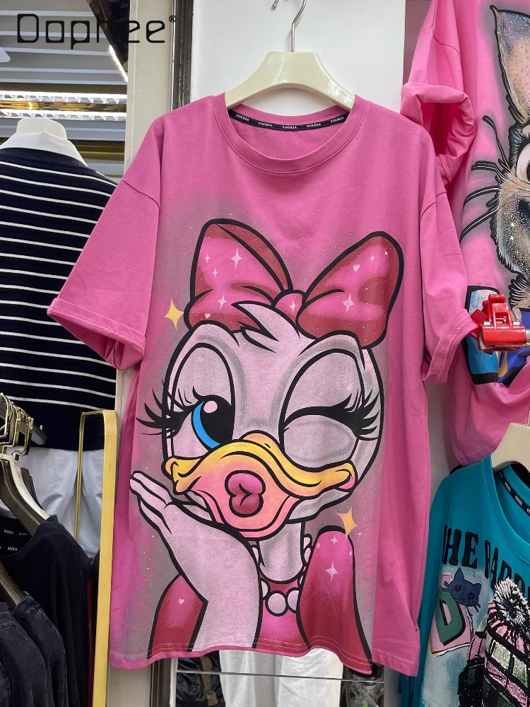 Trendy Brand Heavy Industry Cartoon Printed Cotton Loose Fashion Medium Length Short-sleeved T-shirt Women Kawaii Clothes
Trendy Brand Heavy Industry Cartoon Printed Cotton Loose Fashion Medium Length Short-sleeved T-shirt Women Kawaii Clothes