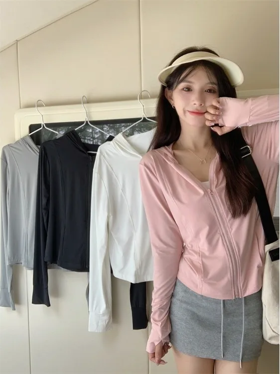 plus Size Ice Silk Sun Protection Clothing Women Summer Thin Long Sleeve Zipper Jacket Slimming Meat Covering Hooded Yoga Top
plus Size Ice Silk Sun Protection Clothing Women Summer Thin Long Sleeve Zipper Jacket Slimming Meat Covering Hooded Yoga Top