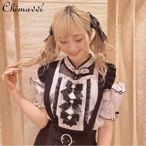 Japanese Bow Cute Sweet Shirt Summer New Girly Style Elegant Shoulder-Baring Short Sleeve Blouse Women All-Match Blusas Mujer
Japanese Bow Cute Sweet Shirt Summer New Girly Style Elegant Shoulder-Baring Short Sleeve Blouse Women All-Match Blusas Mujer