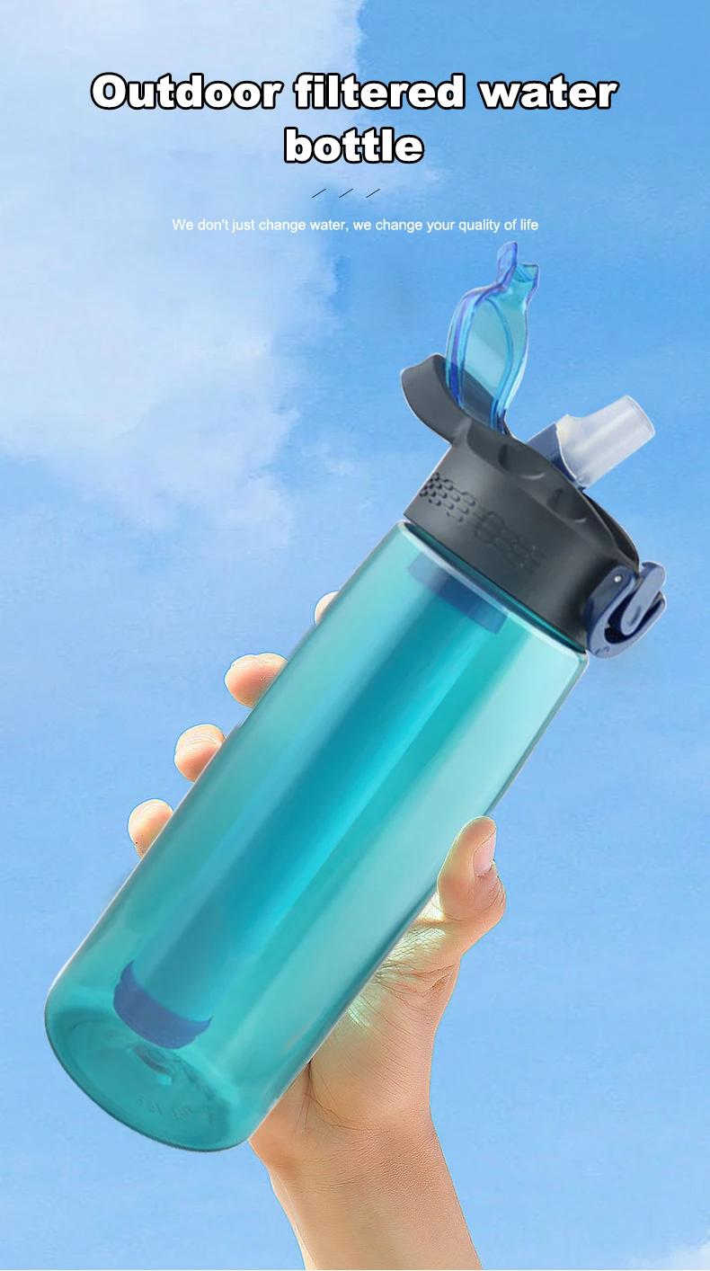 Flip Up Straw Water Bottle With Water Filter, Suitable For Travel, Hiking, Camping, And Emergency Situations
Flip Up Straw Water Bottle With Water Filter, Suitable For Travel, Hiking, Camping, And Emergency Situations