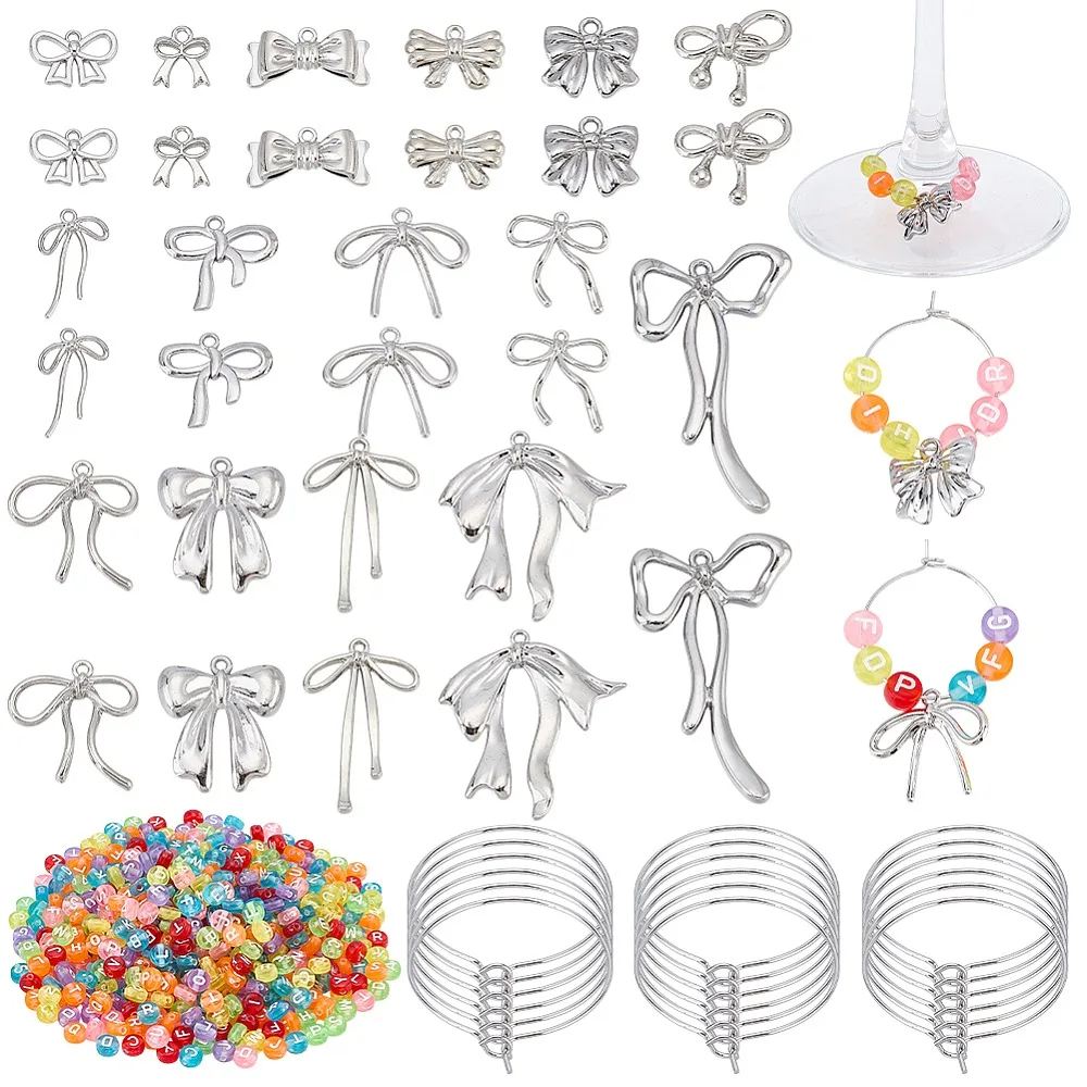 DIY Bowknot Wine Glass Charms Marking Kis including Brass Hoop Earrings Findings Acrylic Beads Alloy Pendant Platinum
DIY Bowknot Wine Glass Charms Marking Kis including Brass Hoop Earrings Findings Acrylic Beads Alloy Pendant Platinum