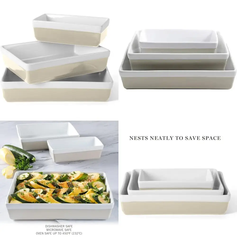 3 piece oven to table stoneware bakeware, baking dish & casserole set- grey
3 piece oven to table stoneware bakeware, baking dish & casserole set- grey