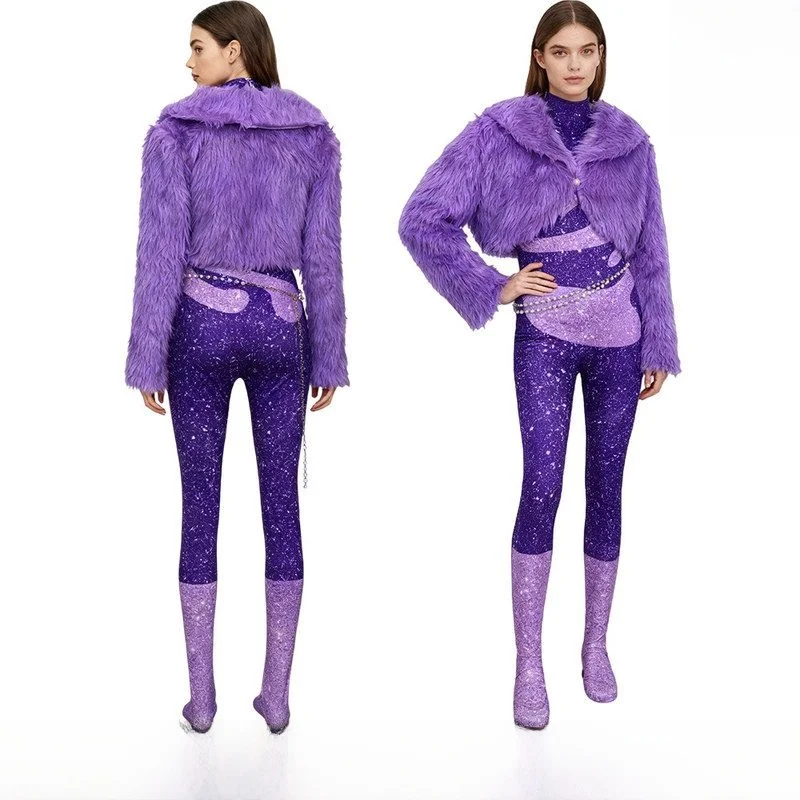 Madagascar Cosplay Purple Stage Costume Women Singer Animal Ci Outfit Faux Fur Summer eep Cisas Cosplay Clothes
Madagascar Cosplay Purple Stage Costume Women Singer Animal Ci Outfit Faux Fur Summer eep Cisas Cosplay Clothes