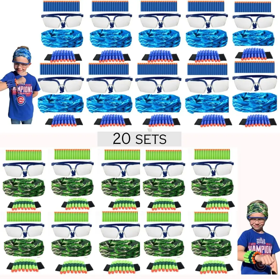 20 Sets Party Supplies with Darts, Glasses, Masks, Wristbands for Kids Birthday
20 Sets Party Supplies with Darts, Glasses, Masks, Wristbands for Kids Birthday