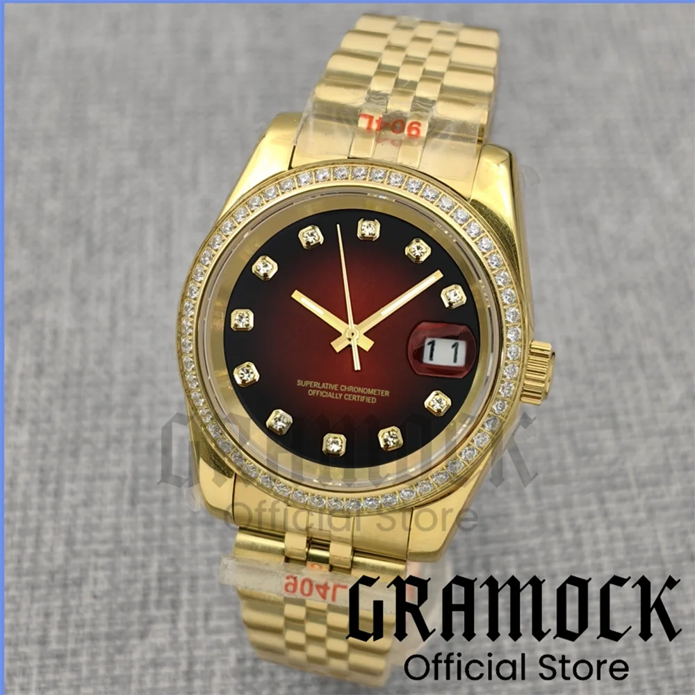 Часы Gramock 36 мм 39 мм для мужчин NH35A Механические наручные часы Золотые часы с бриллиантами Сапфир 100 м Водонепроницаемый стальной ремешок Reloj Hombre
Часы Gramock 36 мм 39 мм для мужчин NH35A Механические наручные часы Золотые часы с бриллиантами Сапфир 100 м Водонепроницаемый стальной ремешок Reloj Hombre