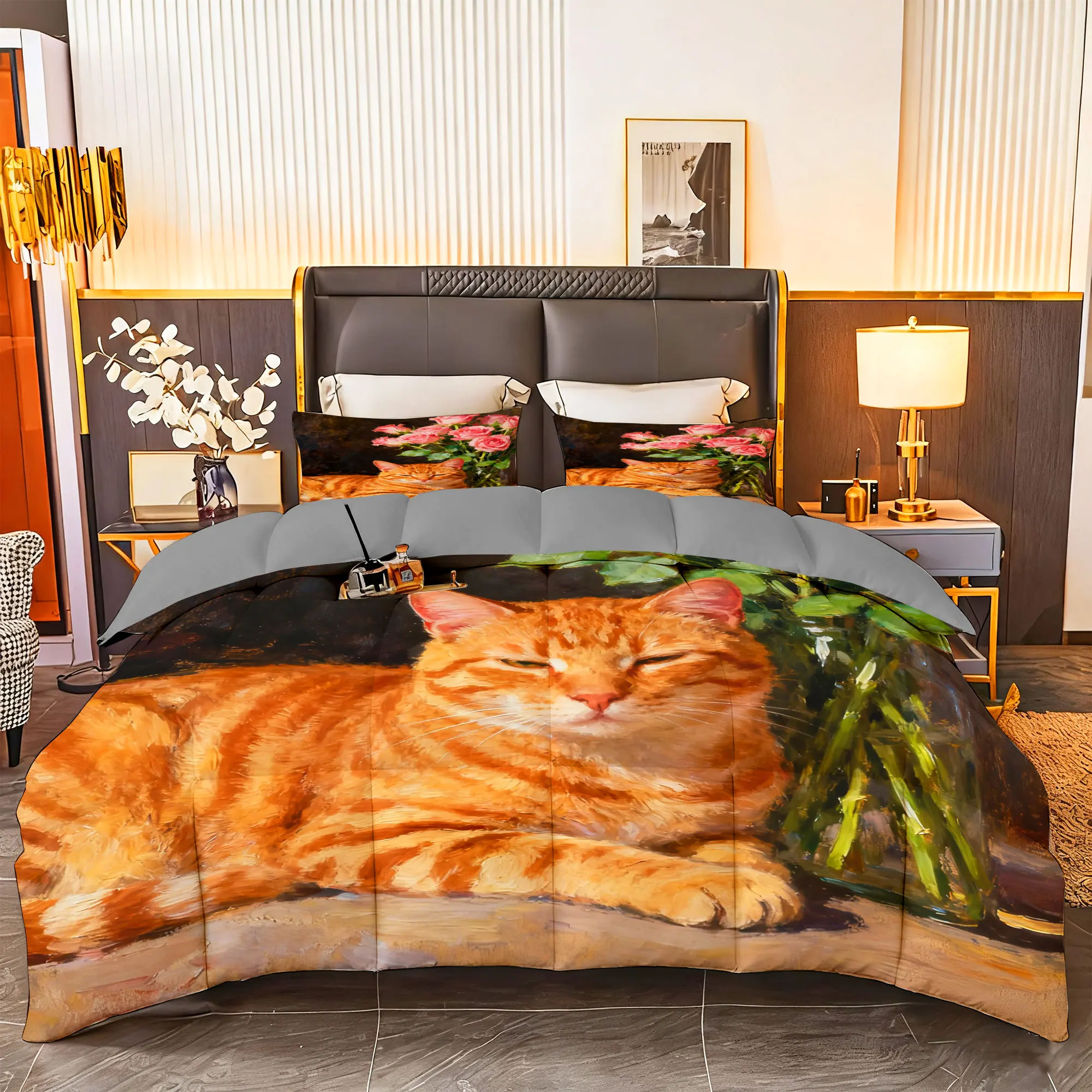 3pcs Cat and Rose Comforter Bedding Set-1pc Comforter + 2pcs Pillowcases Soft Breathable for Home Decor(Style 08)
3pcs Cat and Rose Comforter Bedding Set-1pc Comforter + 2pcs Pillowcases Soft Breathable for Home Decor(Style 08)