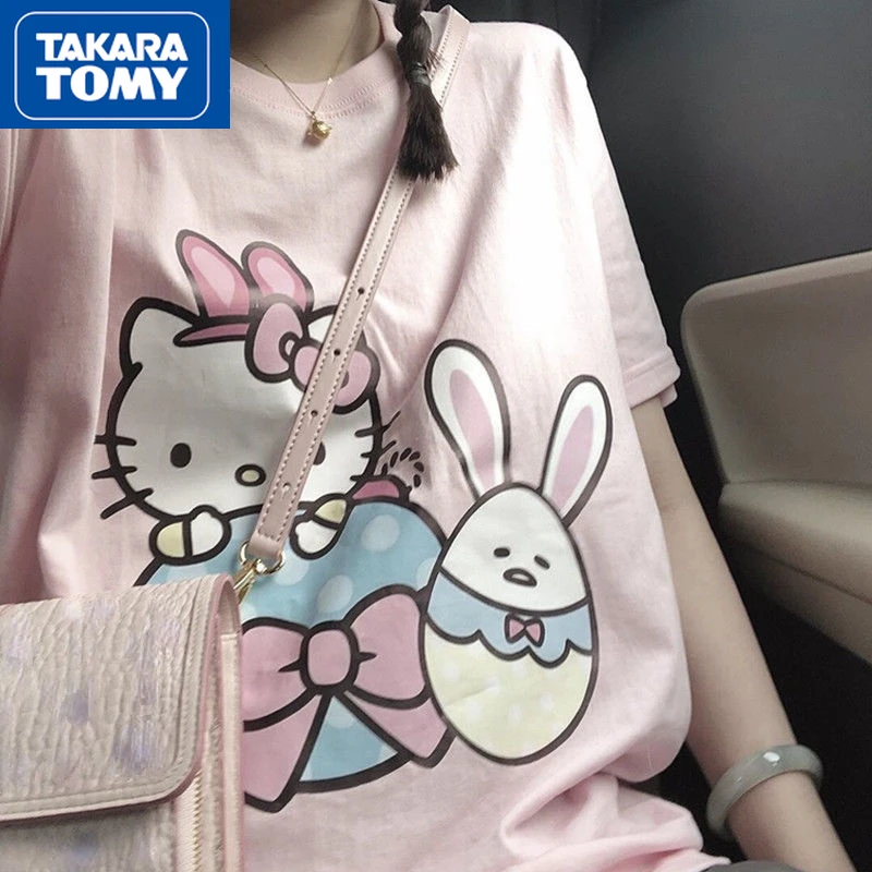 TAKARA TOMY Summer Hello Kitty 100% Cotton Sweet Couple Short Sleeve T-Shirt Student Loose Breathable Cute Half Sleeve Top
TAKARA TOMY Summer Hello Kitty 100% Cotton Sweet Couple Short Sleeve T-Shirt Student Loose Breathable Cute Half Sleeve Top
