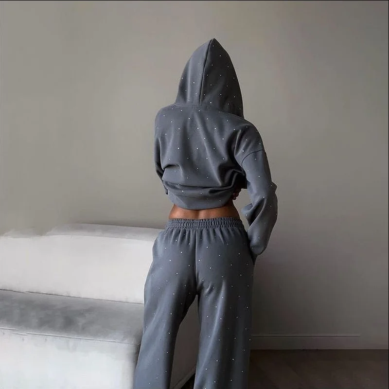 Women Diamond Pattern Hooded Zipper Cardigan Sweatshirt Elastic Waist Speckled Jogger Pants Two Piece Set Casual Fashion
Women Diamond Pattern Hooded Zipper Cardigan Sweatshirt Elastic Waist Speckled Jogger Pants Two Piece Set Casual Fashion