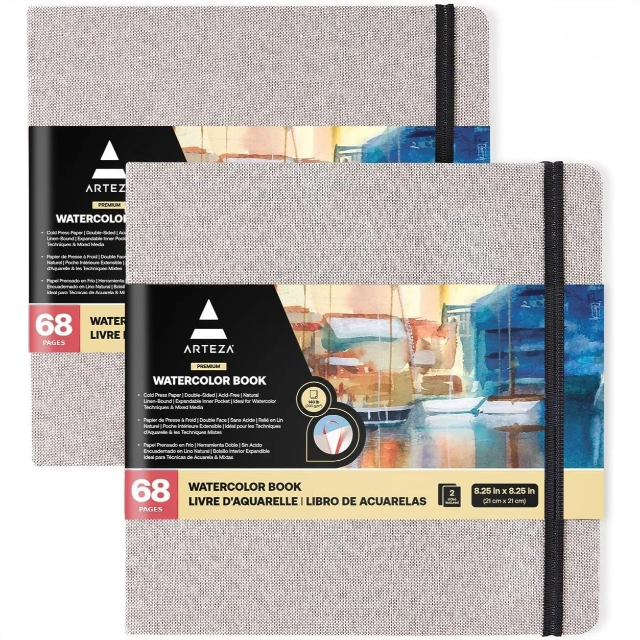 Watercolor Sketchbooks Pack of 2, 8.25x8.25 Inch, 68 Pages Each, 230 GSM Cold Press Paper, Hardcover with Ribbon Bookmark for
Watercolor Sketchbooks Pack of 2, 8.25x8.25 Inch, 68 Pages Each, 230 GSM Cold Press Paper, Hardcover with Ribbon Bookmark for
