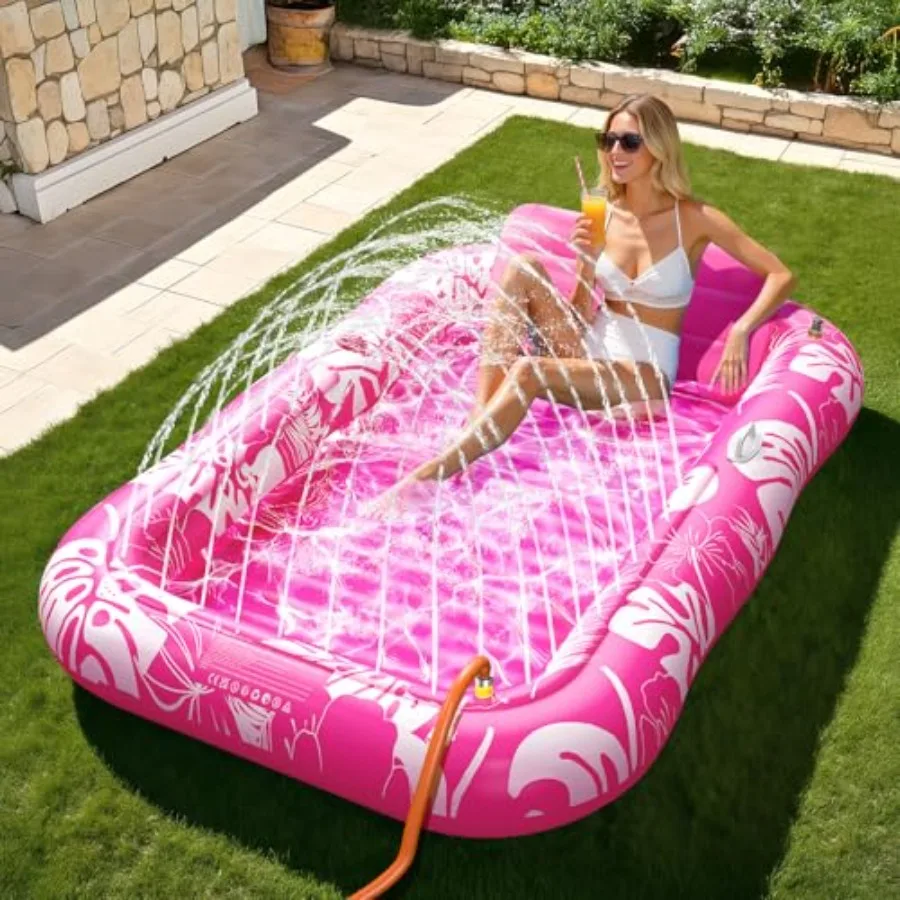 Inflatable Tanning Pool Lounger Float with Sprinkler, 77" x 48" Pool Floats Adult with Pillow, 6 in 1 Suntan Tub Raft Floatie w
Inflatable Tanning Pool Lounger Float with Sprinkler, 77" x 48" Pool Floats Adult with Pillow, 6 in 1 Suntan Tub Raft Floatie w