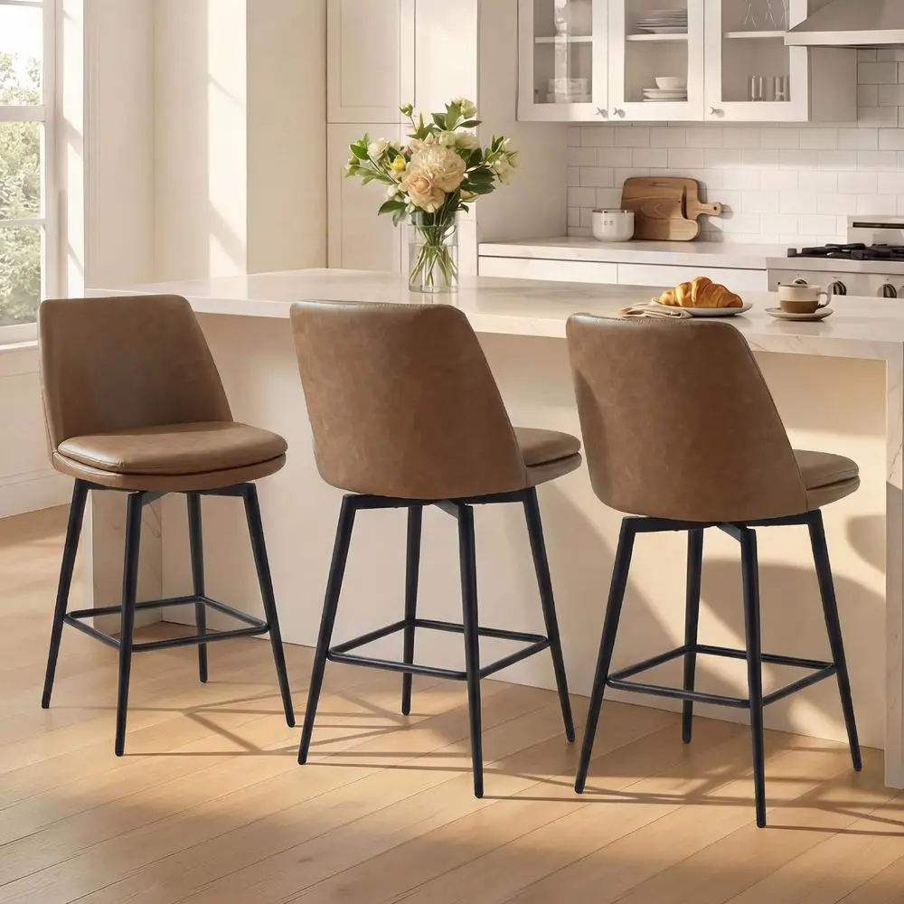 Swivel Bar Stools, 27.2 Counter Height Bar Stools Set of 3, FSC Certified holstered Modern Counter Stools, Metal Legs, Faux L
Swivel Bar Stools, 27.2 Counter Height Bar Stools Set of 3, FSC Certified holstered Modern Counter Stools, Metal Legs, Faux L