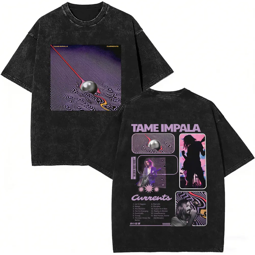 Vintage Washed Pop Rock Band Tame Impala Currents Double Sided Print T Shirt Men Women Clothing Casual Cotton Oversized T-shirts
Vintage Washed Pop Rock Band Tame Impala Currents Double Sided Print T Shirt Men Women Clothing Casual Cotton Oversized T-shirts