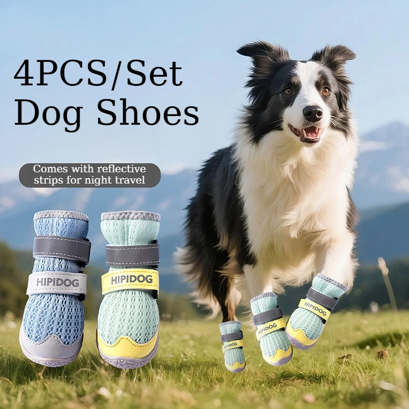 4PCS Breathable Mesh Dog Shoes Adjustable Reflective Straps Dogs Booties Anti-slip Outdoor Walking Paw Protector Pets Footwear
4PCS Breathable Mesh Dog Shoes Adjustable Reflective Straps Dogs Booties Anti-slip Outdoor Walking Paw Protector Pets Footwear