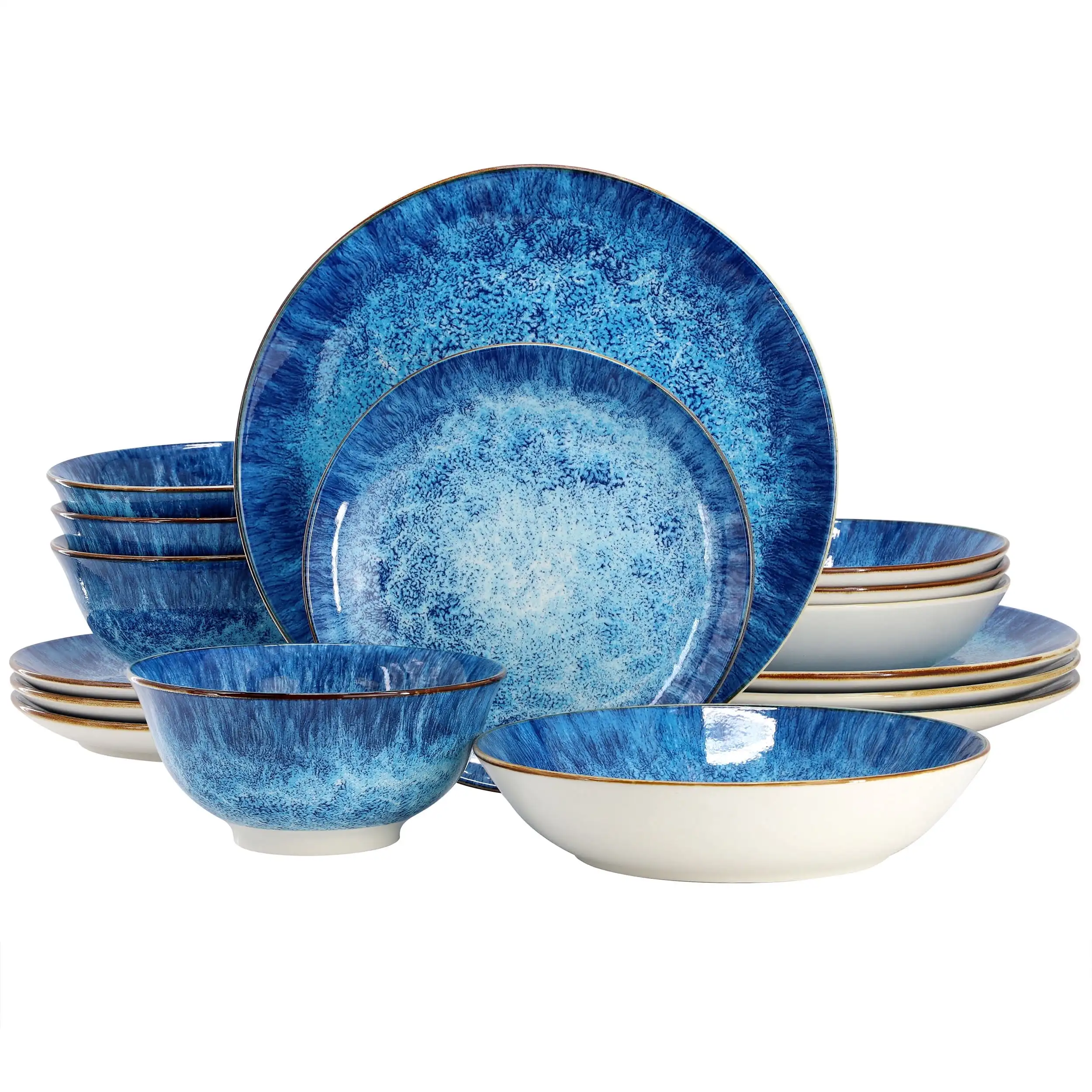 Oceanus 16-piece porcelain double-bowl dinnerware set in blue for 4 people
Oceanus 16-piece porcelain double-bowl dinnerware set in blue for 4 people