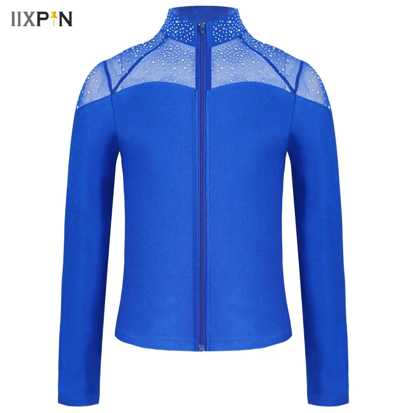 Kids Girls Figure Skating Jacket Shiny Rhinestones Mesh Patchwork Long Sleeve Sweatshirt for Gymnastics Ballet Dance Sport Tops
Kids Girls Figure Skating Jacket Shiny Rhinestones Mesh Patchwork Long Sleeve Sweatshirt for Gymnastics Ballet Dance Sport Tops