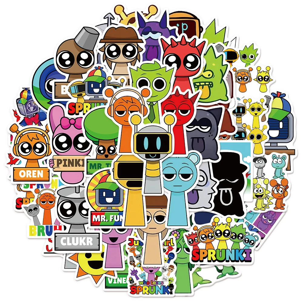 10/30/50pcs Sprunki Stickers Cute Incredibox Sprunki Cartoon Decals DIY Suitcase Stationery Phone Car Funny Graffiti Sticker Toy
10/30/50pcs Sprunki Stickers Cute Incredibox Sprunki Cartoon Decals DIY Suitcase Stationery Phone Car Funny Graffiti Sticker Toy